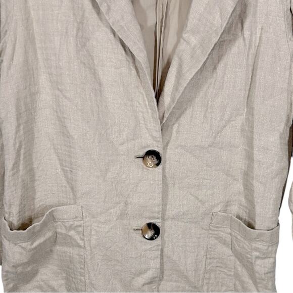 J.Jill Linen Chore Jacket Medium Petite | Lightweight Tan Beige Business Casual - Picture 4 of 13